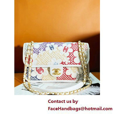 Chanel Lace Patchwork  &  Gold-Tone Metal Flap Bag AS4773 White  &  Multicolor 2025